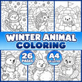 Winter Animal Coloring Printable for Kids, Winter Colouring Pages, Winter Coloring Book, Snow Activities, Winter Party A