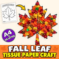 Fall Leaf Craft for Kids Printable, Tissue Paper Craft, Autumn Leaf Craft, Fall Leaf Printable, Tissue Paper Art Activit