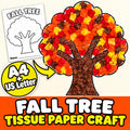Fall Tree Craft for Kids, Autumn Tree Craft, Tissue Paper Craft, Fall Tree Art Activity, Autumn Tissue Paper Art, Fall T