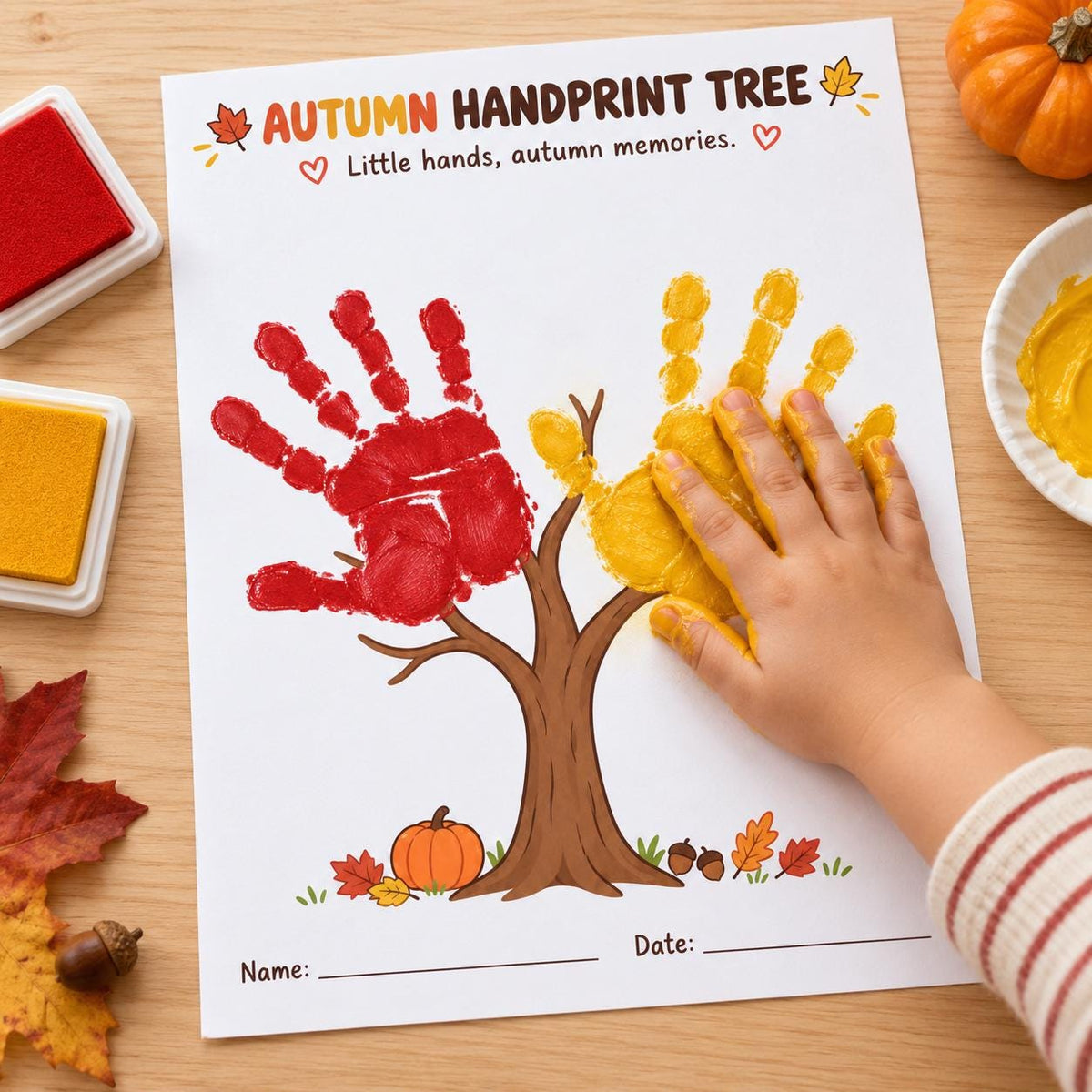 Fall Handprint Tree Printable, Fall Kids Craft, Autumn Handprint Keepsake, Kids Fall Activity, Autumn Activities, Classroom Activity