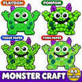 Monster Craft for Kids, Monster Tissue Paper Craft, Monster Torn Paper Craft, Monster Pom Pom Craft, Playdough Activity,