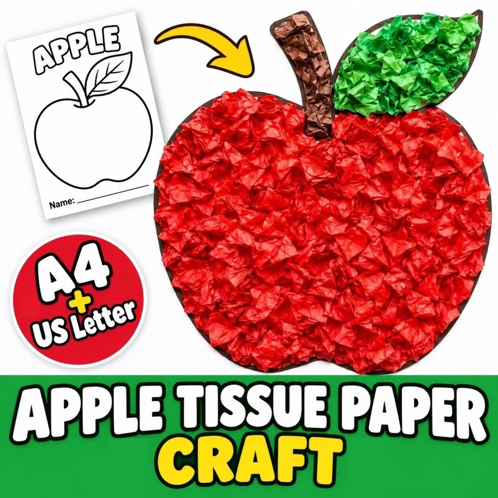 Apple Tissue Paper Craft | Autumn Tissue Paper Craft | Fall Tissue Paper Craft | Apple Craft for Kids | Autumn Activity 