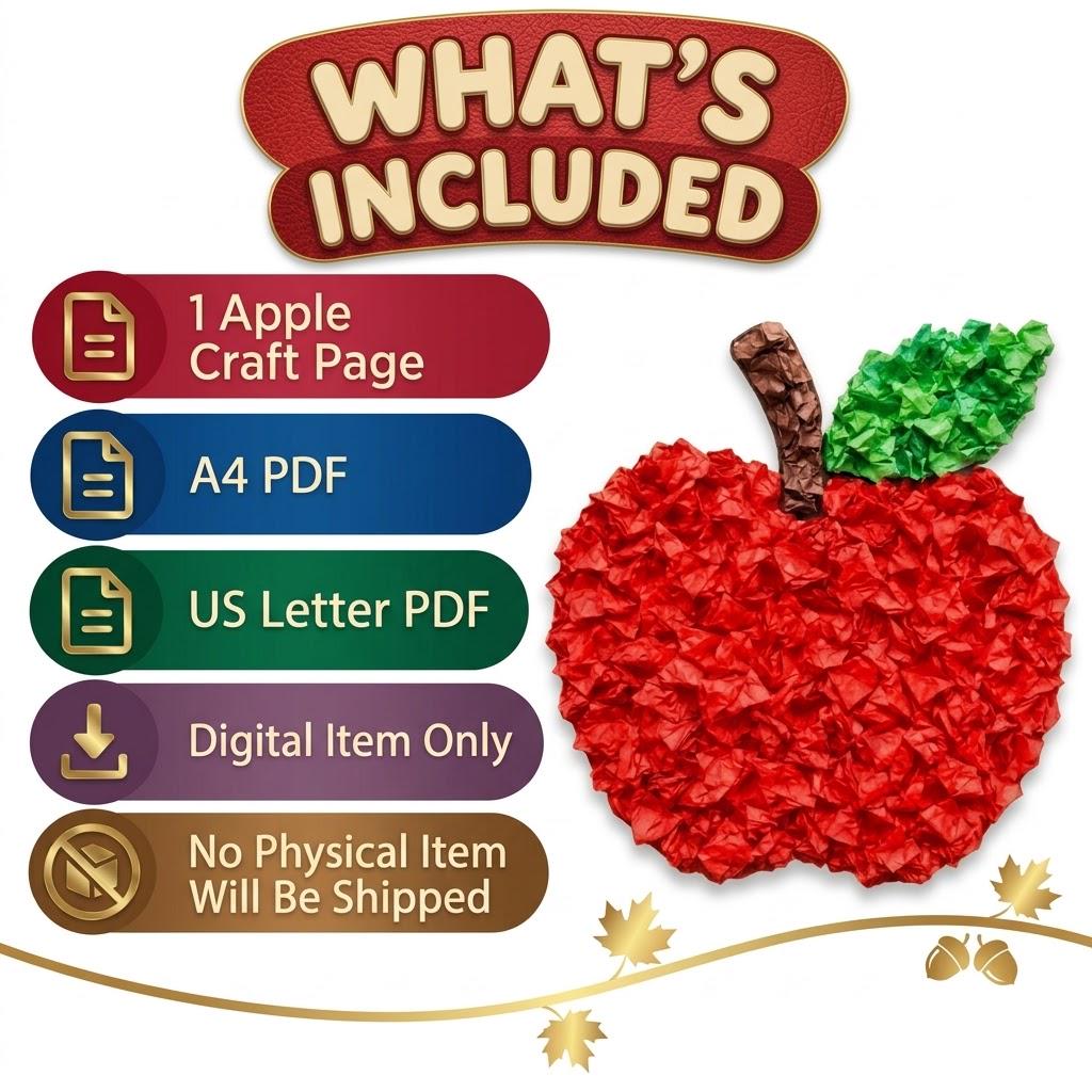 Apple Tissue Paper Craft | Autumn Tissue Paper Craft | Fall Tissue Paper Craft | Apple Craft for Kids | Autumn Activity | Fall Craft kids