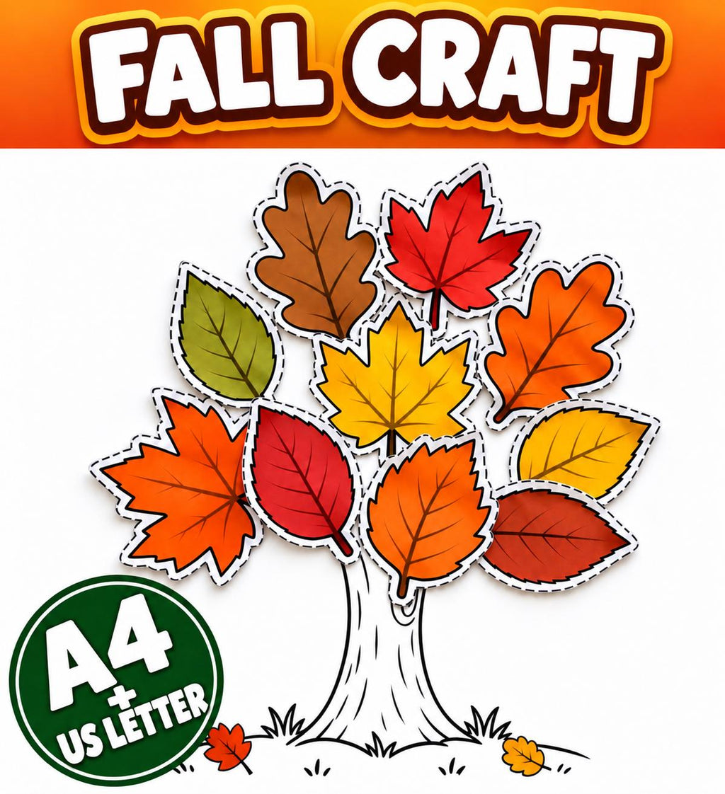 Fall Craft Tree for Kids, Fall Bulletin Board Craft, Autumn Classroom Activity, Cut and Paste Leaves, Fall Activities fo