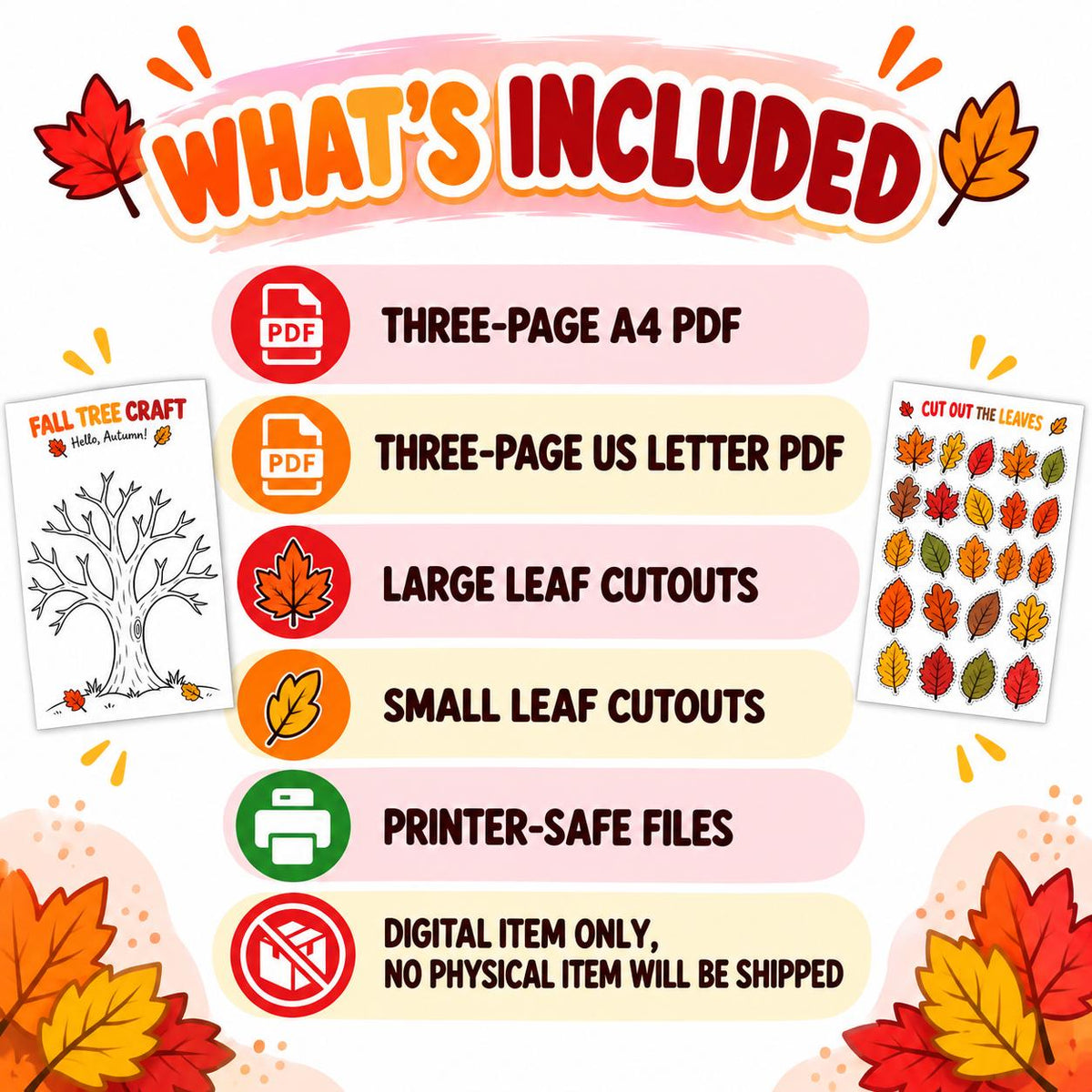 Fall Craft Tree for Kids, Fall Bulletin Board Craft, Autumn Classroom Activity, Cut and Paste Leaves, Fall Activities for Kids, Autumn Craft