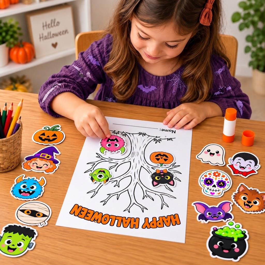 Halloween Tree Craft, Halloween Craft for Kids, Halloween Activity, Halloween Cut and Paste Craft, Halloween Printable, Halloween Printables