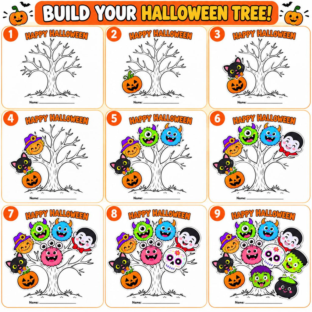 Halloween Tree Craft, Halloween Craft for Kids, Halloween Activity, Halloween Cut and Paste Craft, Halloween Printable, Halloween Printables