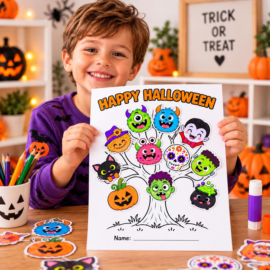 Halloween Tree Craft, Halloween Craft for Kids, Halloween Activity, Halloween Cut and Paste Craft, Halloween Printable, Halloween Printables