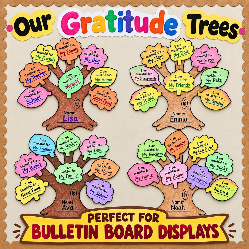 Thanksgiving Gratitude Tree Craft, Thankful Tree Cut and Paste Activity, Fall Craft, Fall Classroom Bulletin Board, Autumn Craft for Kids