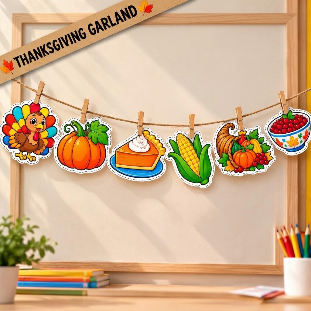 Thanksgiving Cutouts, Thanksgiving Decorations, Thanksgiving Crafts for Kids, Classroom Bulletin Board Decor, Turkey Pumpkin Thankful Decor