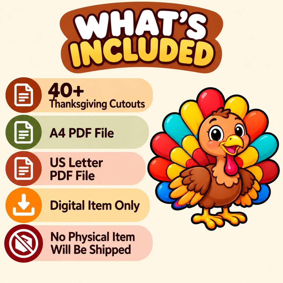 Thanksgiving Cutouts, Thanksgiving Decorations, Thanksgiving Crafts for Kids, Classroom Bulletin Board Decor, Turkey Pumpkin Thankful Decor