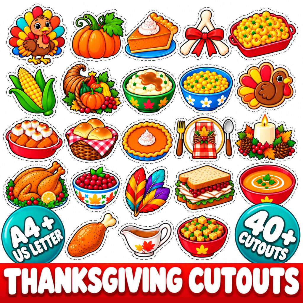 Thanksgiving Cutouts, Thanksgiving Decorations, Thanksgiving Crafts for Kids, Classroom Bulletin Board Decor, Turkey Pum