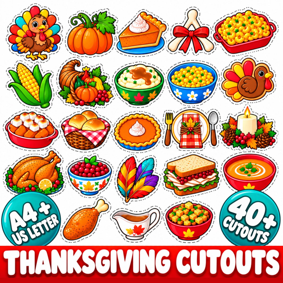 Thanksgiving Cutouts, Thanksgiving Decorations, Thanksgiving Crafts for Kids, Classroom Bulletin Board Decor, Turkey Pum