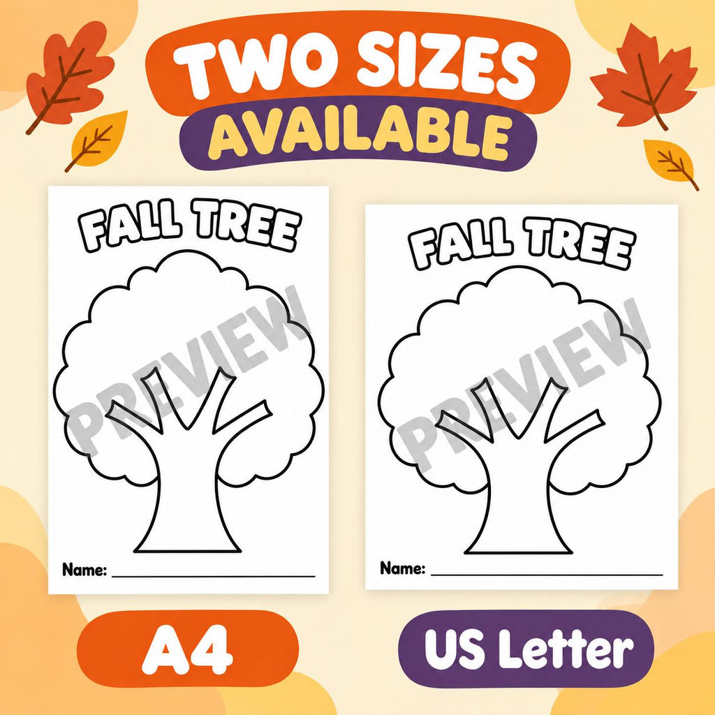 Fall Tree Craft for Kids, Autumn Tree Craft, Tissue Paper Craft, Fall Tree Art Activity, Autumn Tissue Paper Art, Fall Tree Printable