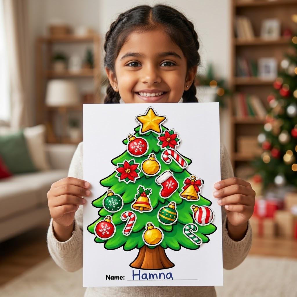 Christmas Tree Cut and Paste Craft, Build a Christmas Tree, Christmas Classroom Activity, Kids Christmas Craft, Christmas Party Activity