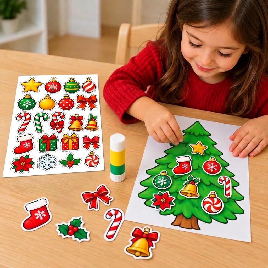 Christmas Tree Cut and Paste Craft, Build a Christmas Tree, Christmas Classroom Activity, Kids Christmas Craft, Christmas Party Activity