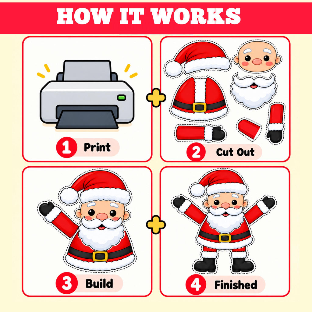Build a Santa Craft, Santa Cut and Paste, Christmas Craft for Kids, Santa Printable, Christmas Classroom Activity, Santa Paper Craft