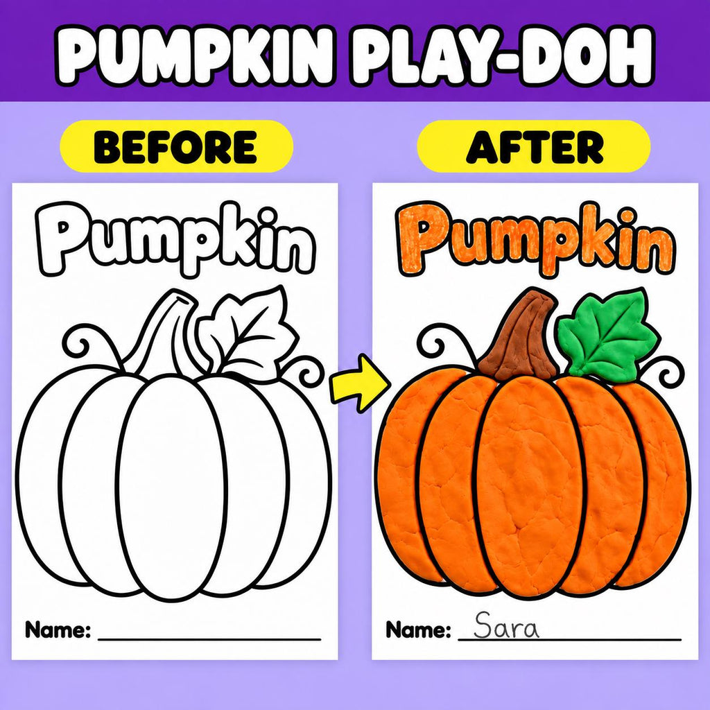 Pumpkin Craft for Kids, Pumpkin Tissue Paper Craft, Pumpkin Torn Paper Craft, Pumpkin Pom Pom Craft, Pumpkin Playdough, Fall Halloween Craft