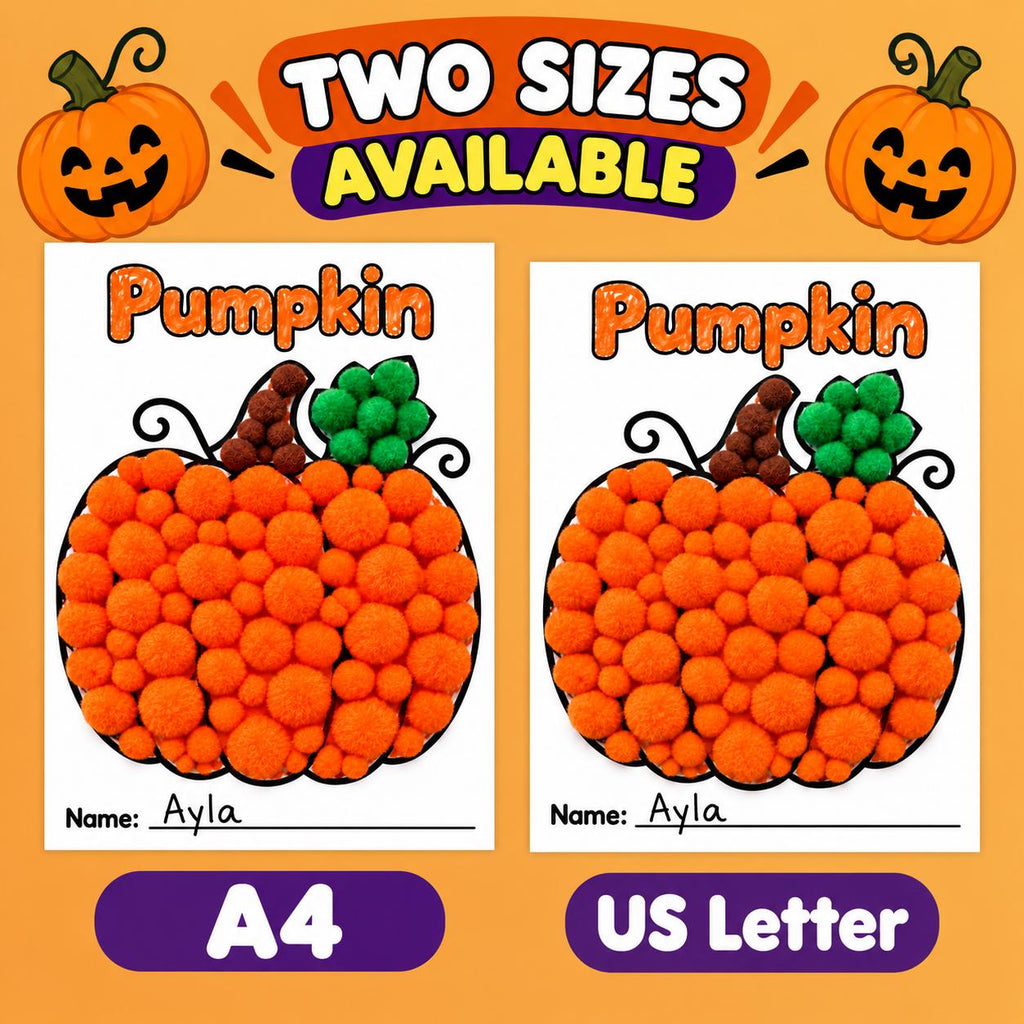 Pumpkin Craft for Kids, Pumpkin Tissue Paper Craft, Pumpkin Torn Paper Craft, Pumpkin Pom Pom Craft, Pumpkin Playdough, Fall Halloween Craft