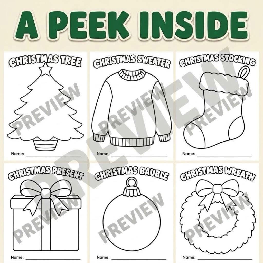 10 Christmas Crafts for Kids, Christmas Craft Printable, Christmas Classroom Activity, Cut and Paste, Xmas Craft, Design Your Own Craft