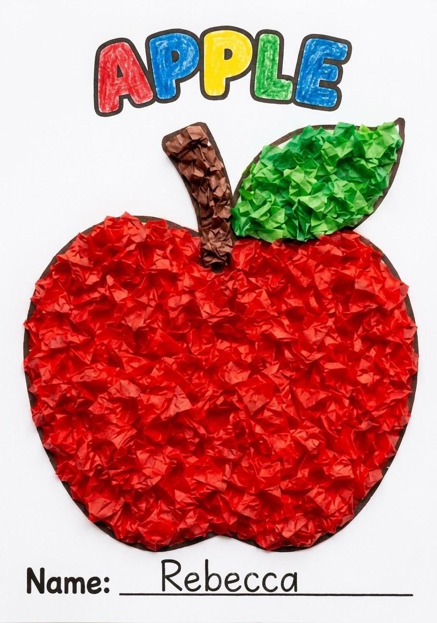 Apple Tissue Paper Craft | Autumn Tissue Paper Craft | Fall Tissue Paper Craft | Apple Craft for Kids | Autumn Activity | Fall Craft kids