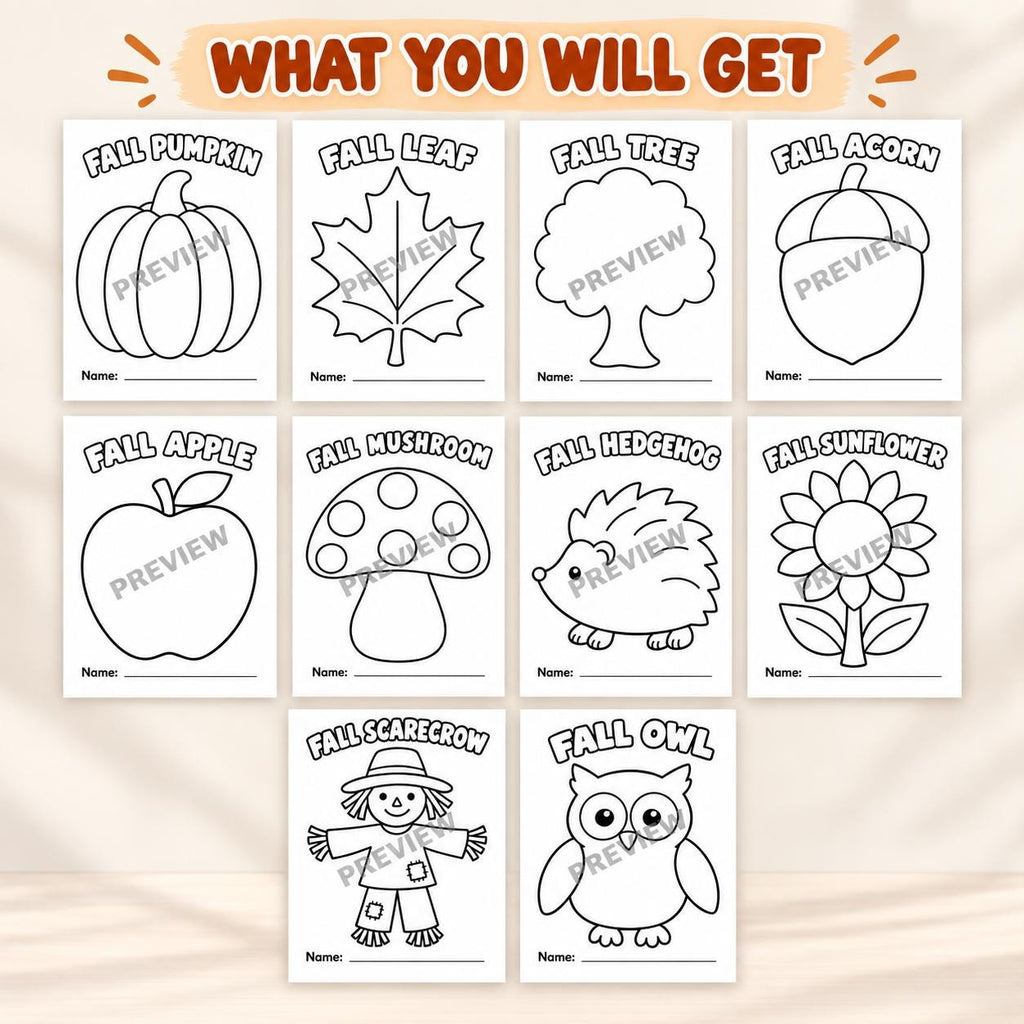 10 Fall Crafts for Kids, Fall Craft Printable, Fall Classroom Activity, Autumn Cut and Paste, Design Your Own Autumn Craft, Fall Activities