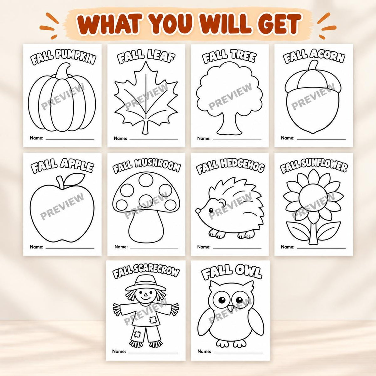 10 Fall Crafts for Kids, Fall Craft Printable, Fall Classroom Activity, Autumn Cut and Paste, Design Your Own Autumn Craft, Fall Activities
