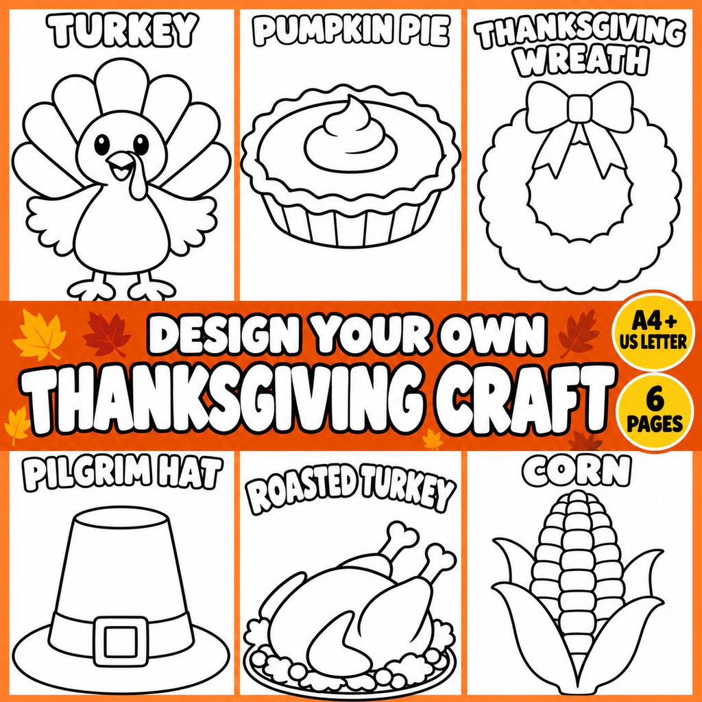 Thanksgiving Craft Activities, Turkey Craft Printable, Thanksgiving Classroom Art Activity, Design Your Own Thanksgiving