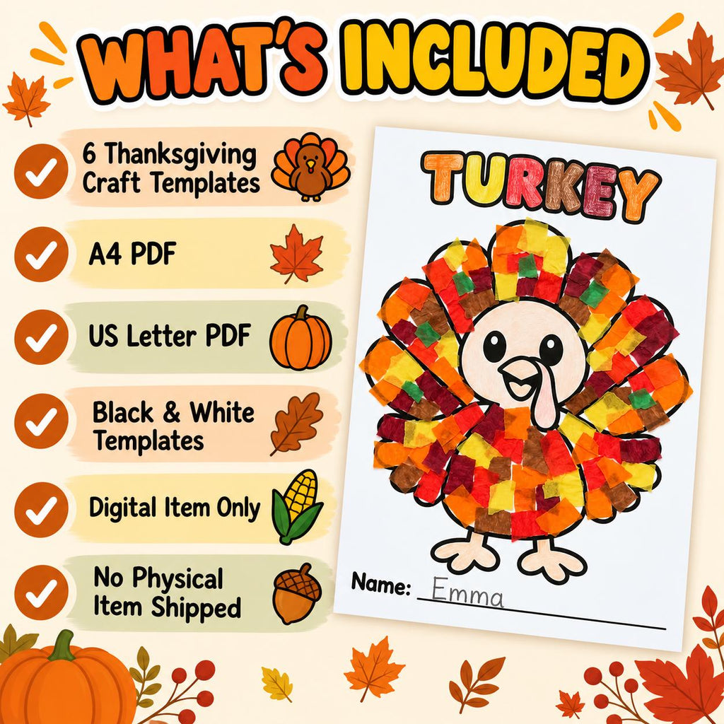 Thanksgiving Craft Activities, Turkey Craft Printable, Thanksgiving Classroom Art Activity, Design Your Own Thanksgiving Craft Templates