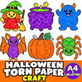 Halloween Torn Paper Craft for Kids, Halloween Activities, Trick or Treat Activity, Halloween Craft, Tear Paper Craft, H