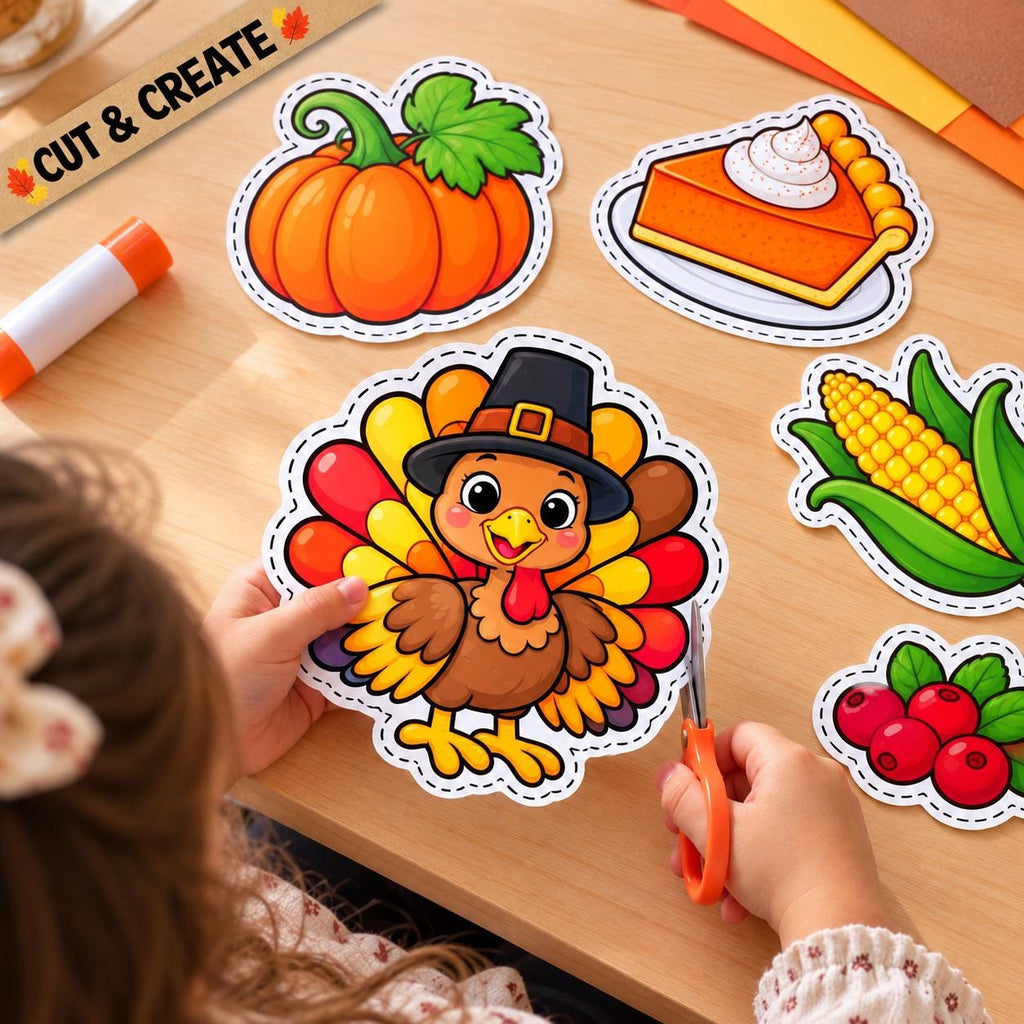 Thanksgiving Cutouts, Thanksgiving Decorations, Thanksgiving Crafts for Kids, Classroom Bulletin Board Decor, Turkey Pumpkin Thankful Decor