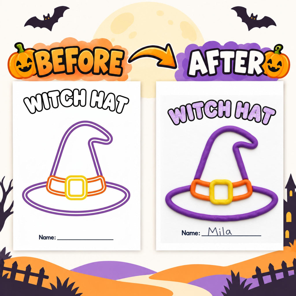 Halloween Playdough Mats, Kids Halloween Party Activity, Halloween Classroom Activity, Printable Halloween Activity, Trick or Treat Activity