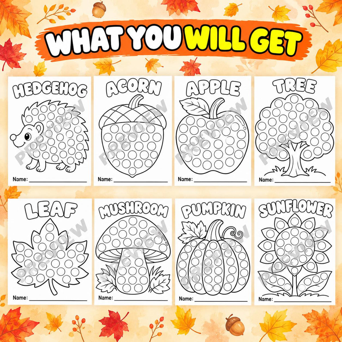 Fall Dot Marker Activity, Autumn Activities for Kids, Do a Dot Worksheets, Bingo Dauber Pages, Kids Fall Activities, Autumn Printables