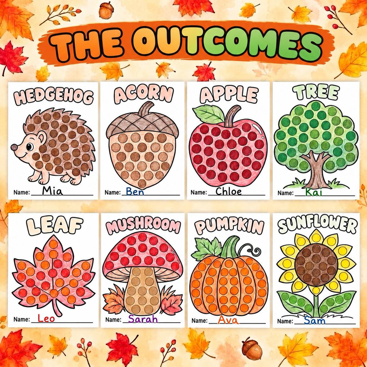 Fall Dot Marker Activity, Autumn Activities for Kids, Do a Dot Worksheets, Bingo Dauber Pages, Kids Fall Activities, Autumn Printables