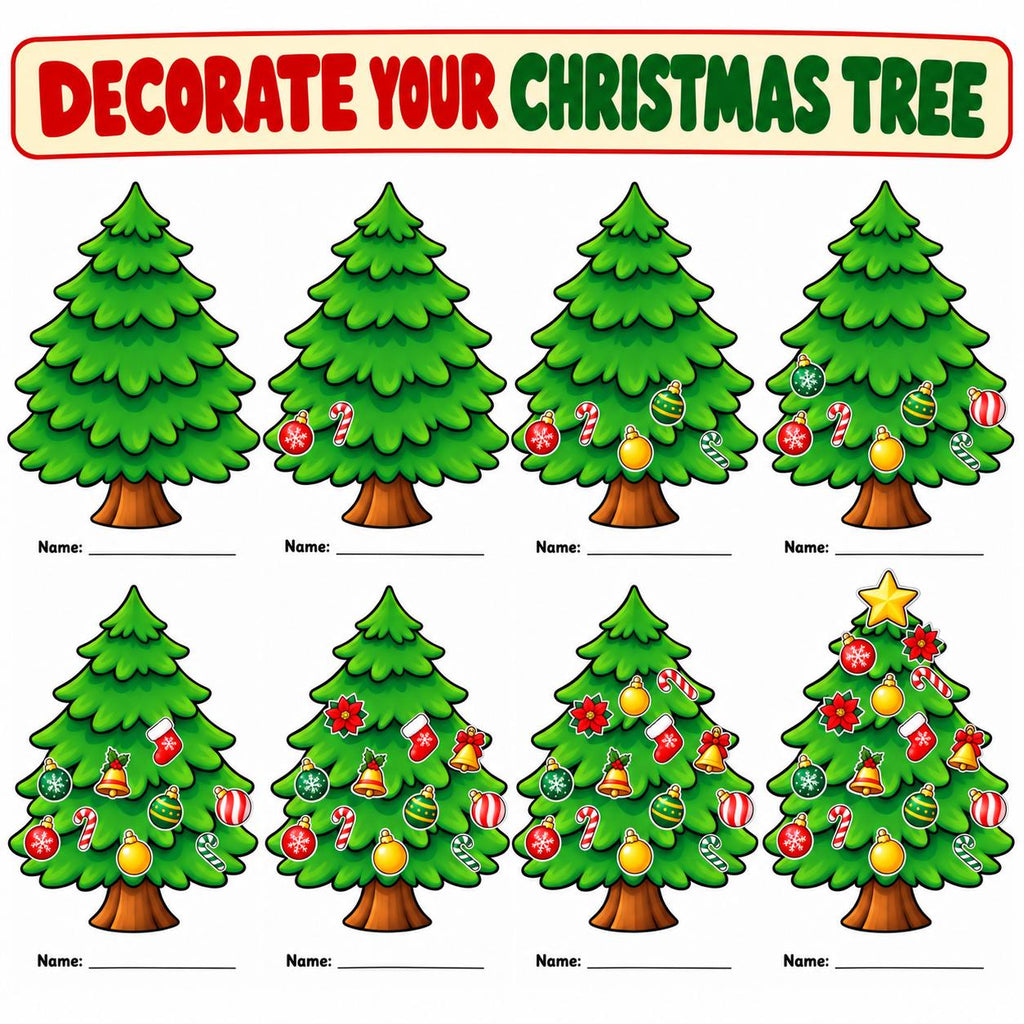 Christmas Tree Cut and Paste Craft, Build a Christmas Tree, Christmas Classroom Activity, Kids Christmas Craft, Christmas Party Activity