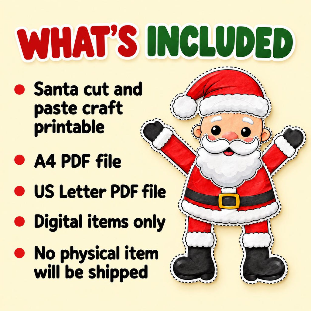 Build a Santa Craft, Santa Cut and Paste, Christmas Craft for Kids, Santa Printable, Christmas Classroom Activity, Santa Paper Craft