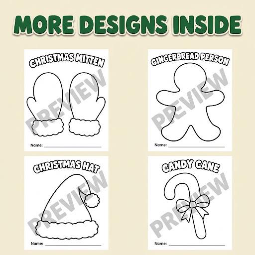 10 Christmas Crafts for Kids, Christmas Craft Printable, Christmas Classroom Activity, Cut and Paste, Xmas Craft, Design Your Own Craft