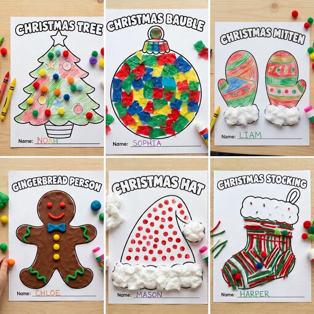 10 Christmas Crafts for Kids, Christmas Craft Printable, Christmas Classroom Activity, Cut and Paste, Xmas Craft, Design Your Own Craft