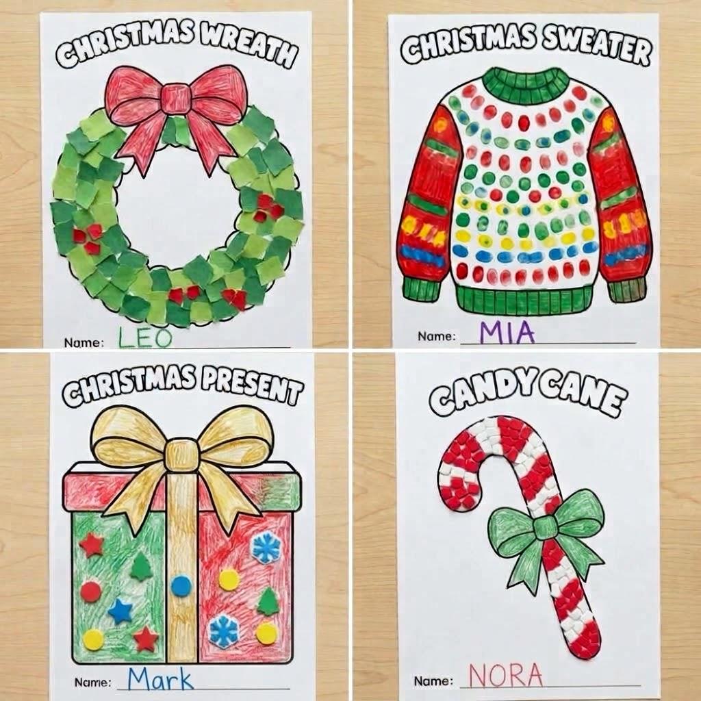 10 Christmas Crafts for Kids, Christmas Craft Printable, Christmas Classroom Activity, Cut and Paste, Xmas Craft, Design Your Own Craft