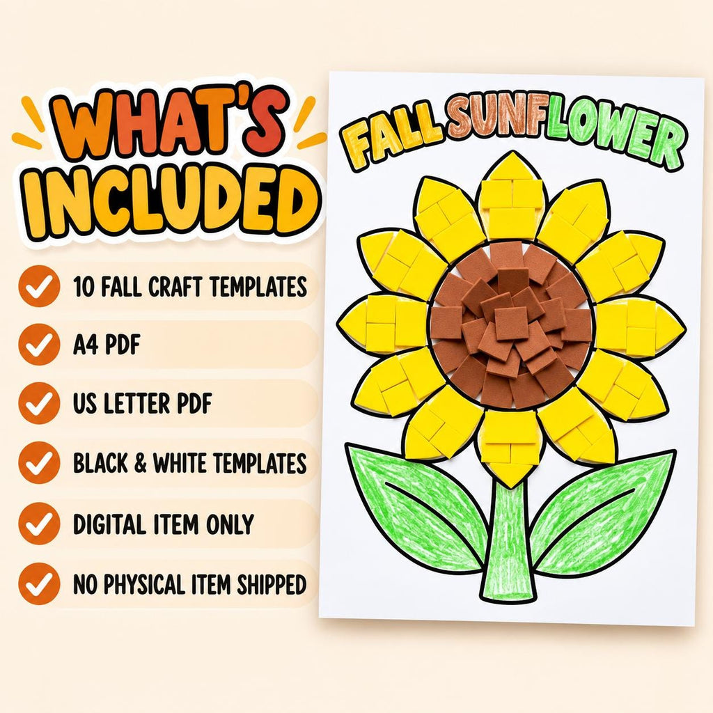 10 Fall Crafts for Kids, Fall Craft Printable, Fall Classroom Activity, Autumn Cut and Paste, Design Your Own Autumn Craft, Fall Activities