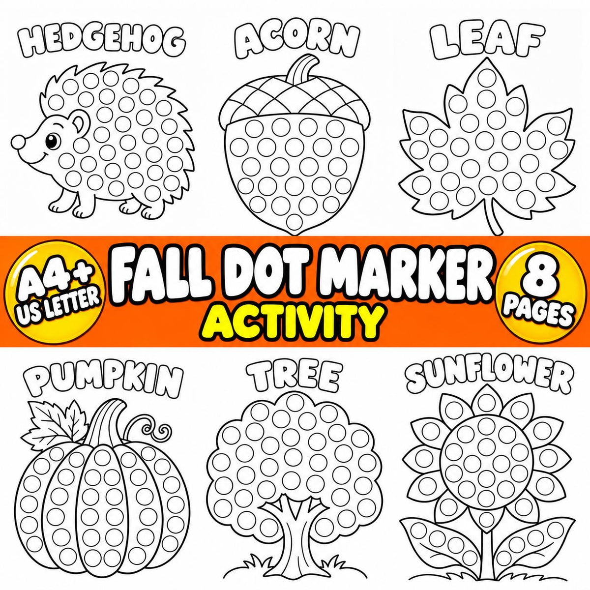 Fall Dot Marker Activity, Autumn Activities for Kids, Do a Dot Worksheets, Bingo Dauber Pages, Kids Fall Activities, Aut