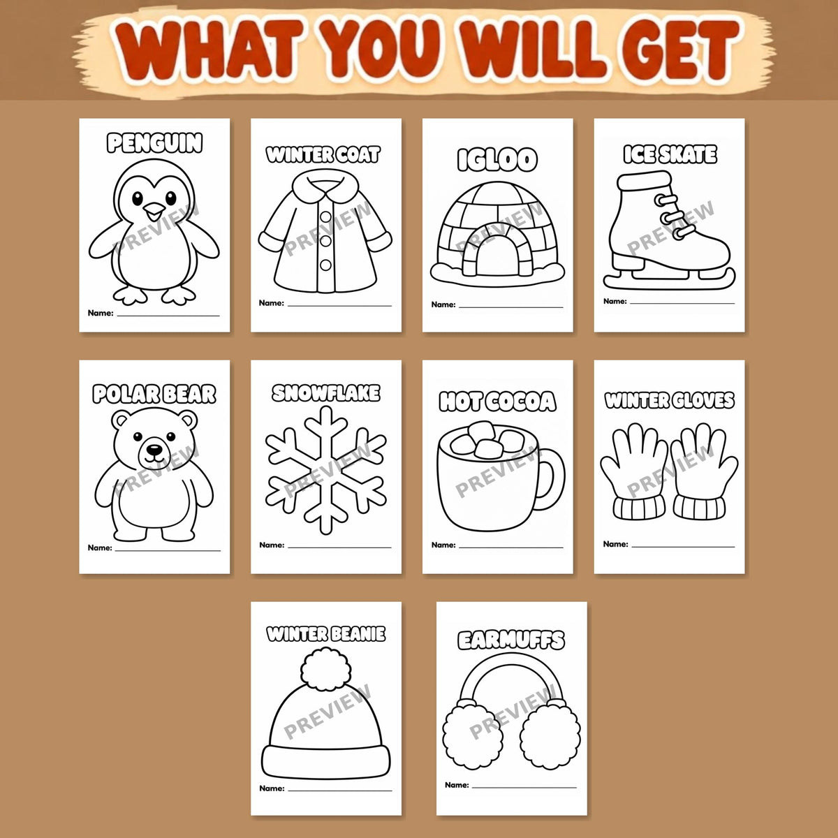 10 Winter Craft Templates for Kids, Winter Craft Worksheets, Winter Classroom Activities, Design Your Own Winter Craft, Winter Art Activity