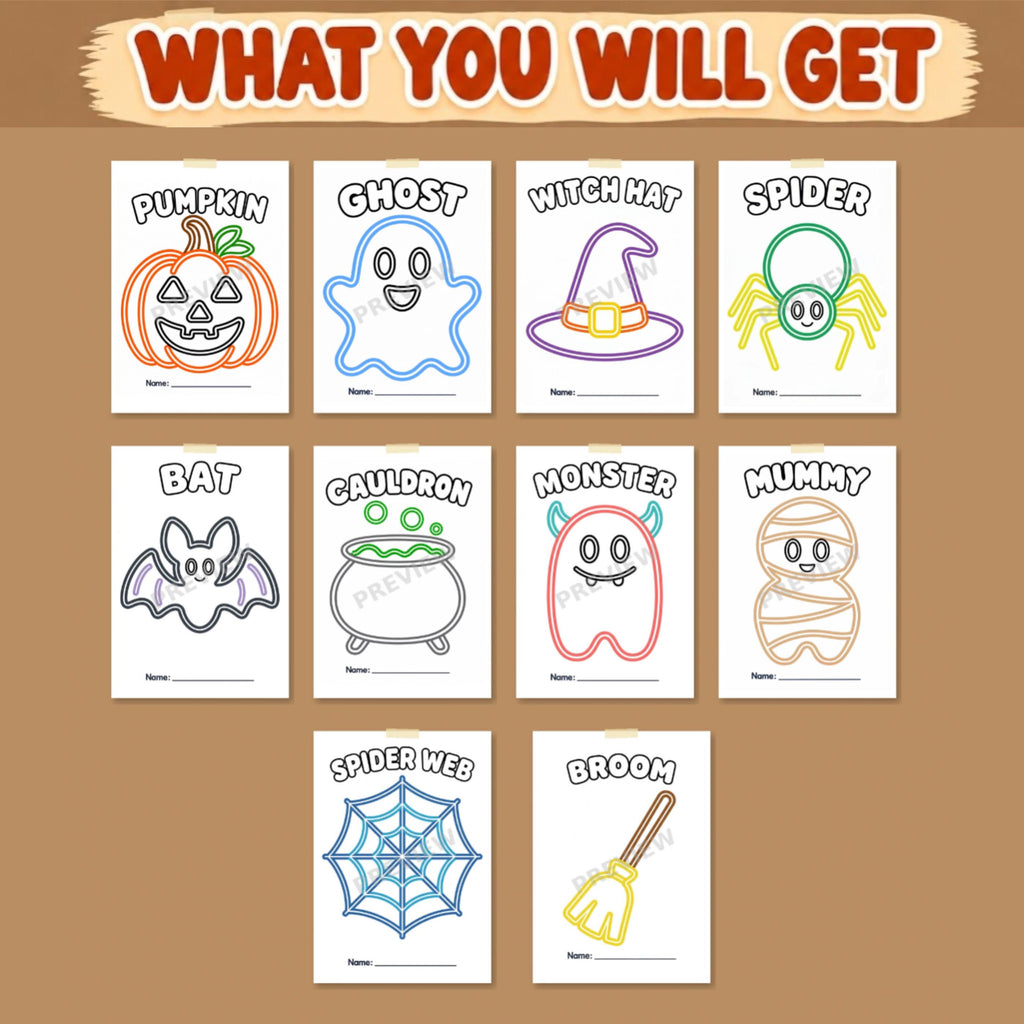 Halloween Playdough Mats, Kids Halloween Party Activity, Halloween Classroom Activity, Printable Halloween Activity, Trick or Treat Activity