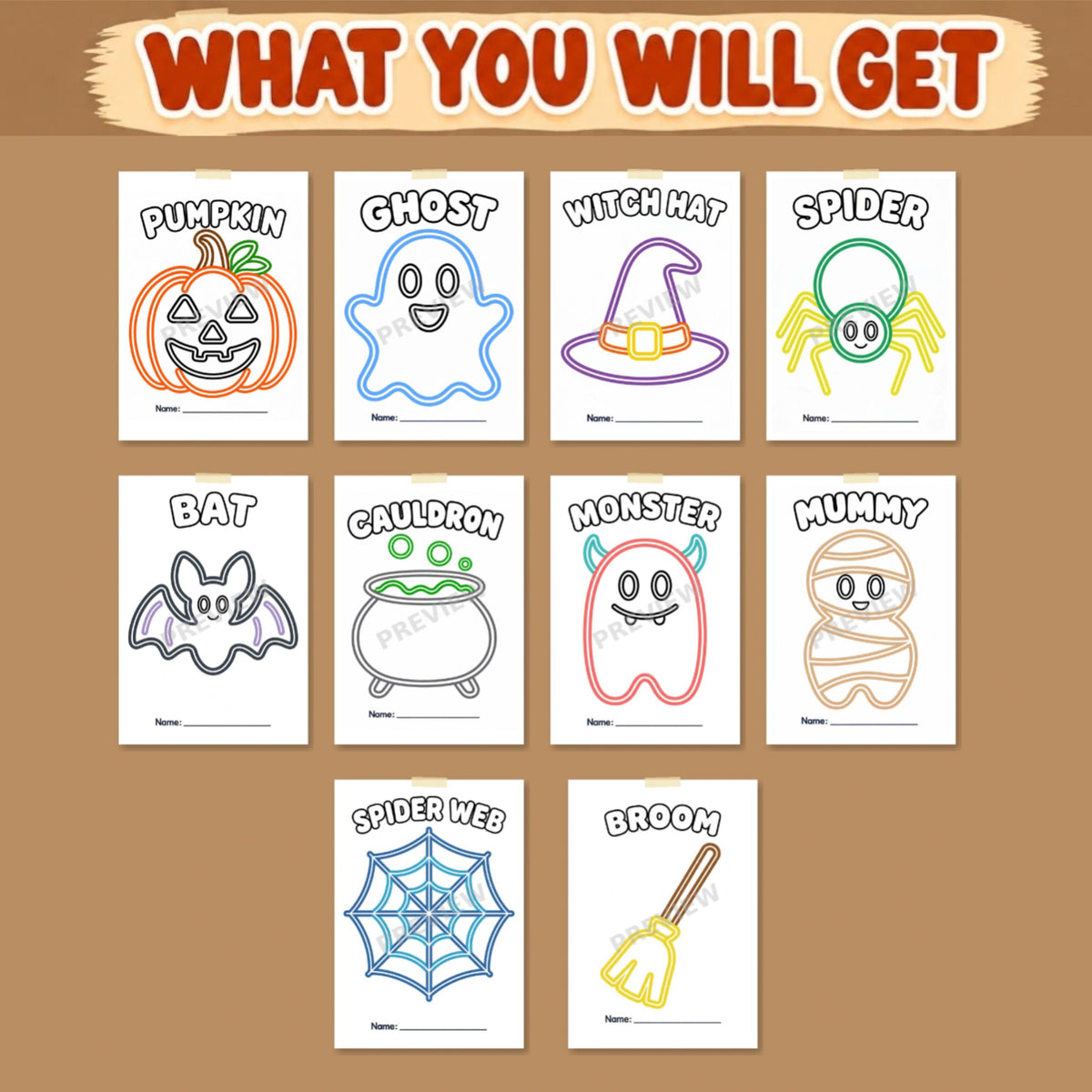 Halloween Playdough Mats, Kids Halloween Party Activity, Halloween Classroom Activity, Printable Halloween Activity, Trick or Treat Activity