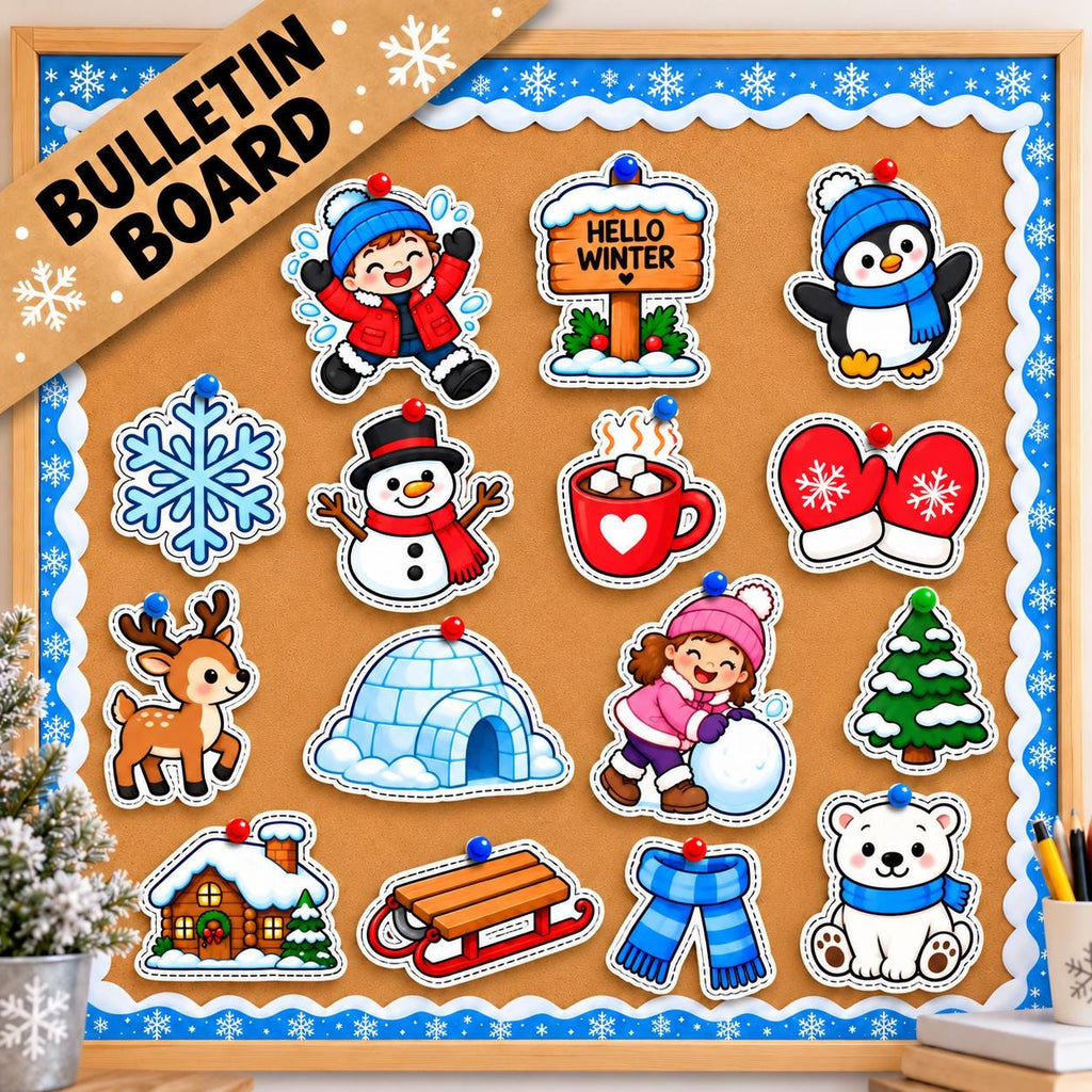 60+ Winter Cutouts for Kids, Printable Winter Cutouts, Winter Classroom Decor, Winter Bulletin Board, Winter Crafts, Kids Winter Activities