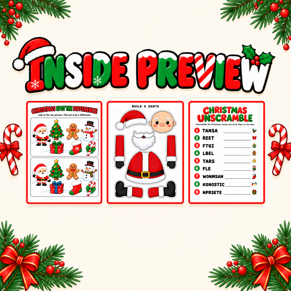 Christmas Activity Pack for Kids, 15 Printable Christmas Games, Classroom Party Activities, Kids Christmas Party Games, XMAS Activities