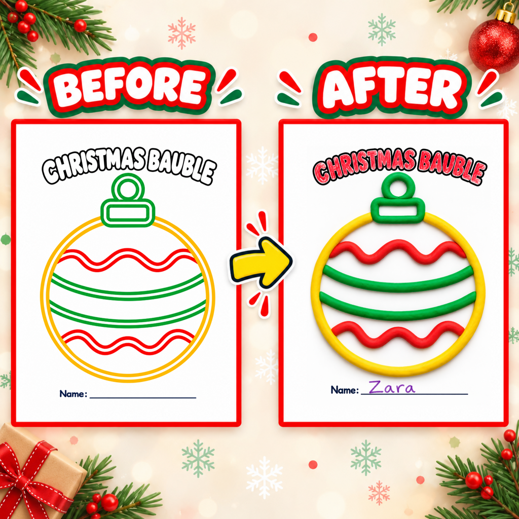 Christmas Playdough Mats Printable, Christmas Activities for Kids, Play Dough Mats, Christmas Sensory Activity, Fine Motor Activity