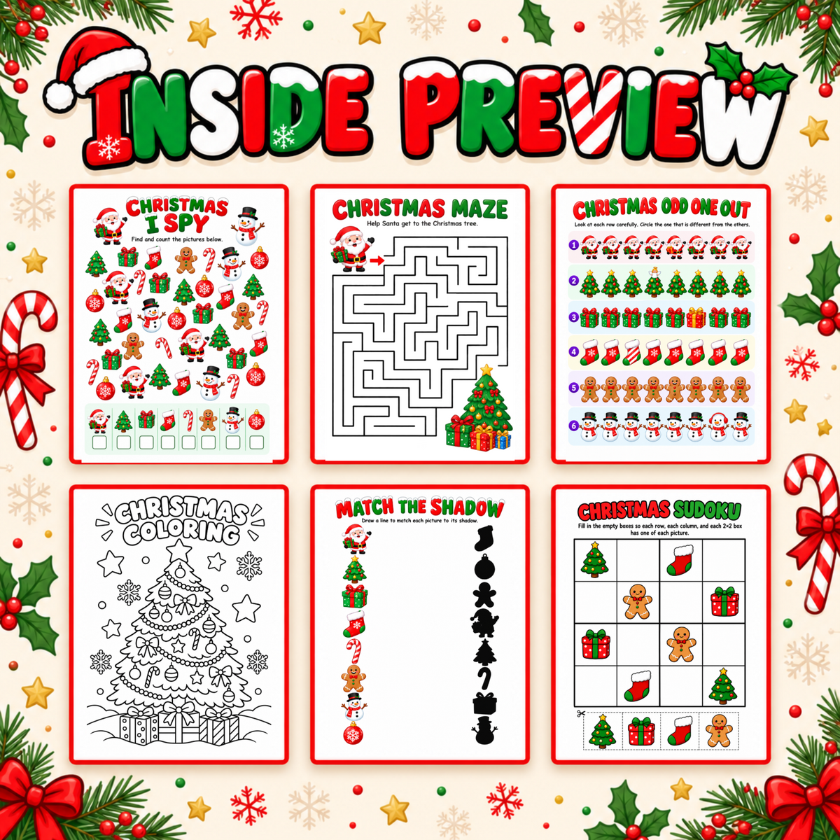 Christmas Activity Pack for Kids, 15 Printable Christmas Games, Classroom Party Activities, Kids Christmas Party Games, XMAS Activities