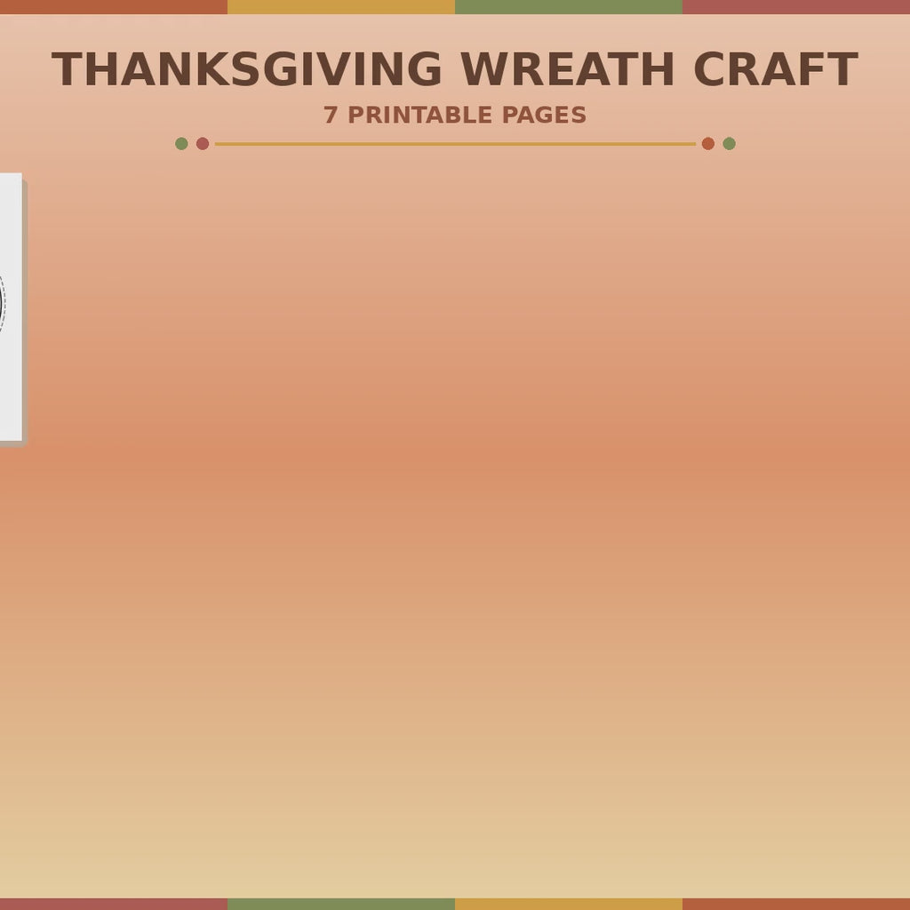 Thanksgiving Wreath Craft for Kids, Build a Thanksgiving Wreath, Fall Cut and Paste Craft, Thanksgiving Classroom Activity, Printable Wreath Craft