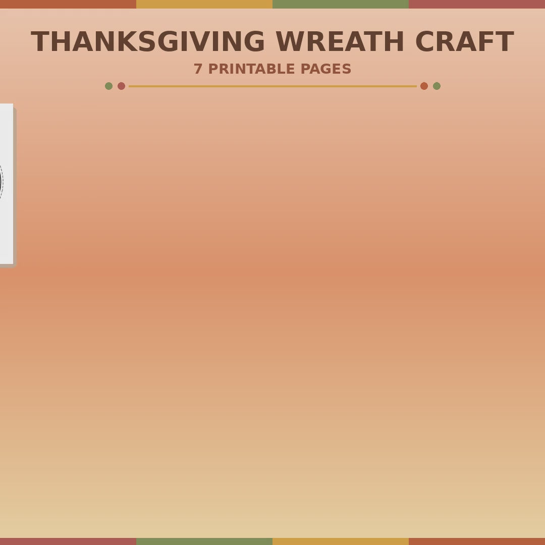 Thanksgiving Wreath Craft for Kids, Build a Thanksgiving Wreath, Fall Cut and Paste Craft, Thanksgiving Classroom Activity, Printable Wreath Craft